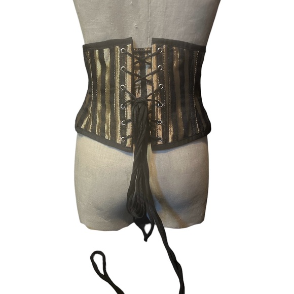Gold and black stripe circus corset cincher - Picture 2 of 3